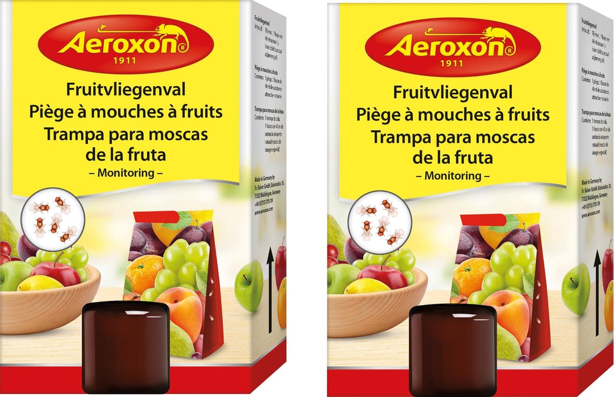 AEROXON Fruitvliegenval - Zonder Insecticide - Extra Krachtig En Effectief x 2 Stuks