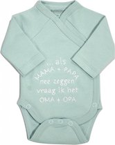 Baby romper - tekst - als mama en papa nee zeggen vraag ik het oma en opa - kleding - omslagromper - groen