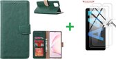 Hoesje Geschikt Voor Samsung Galaxy A41 Boek hoesje + 2X Screenprotector Groen