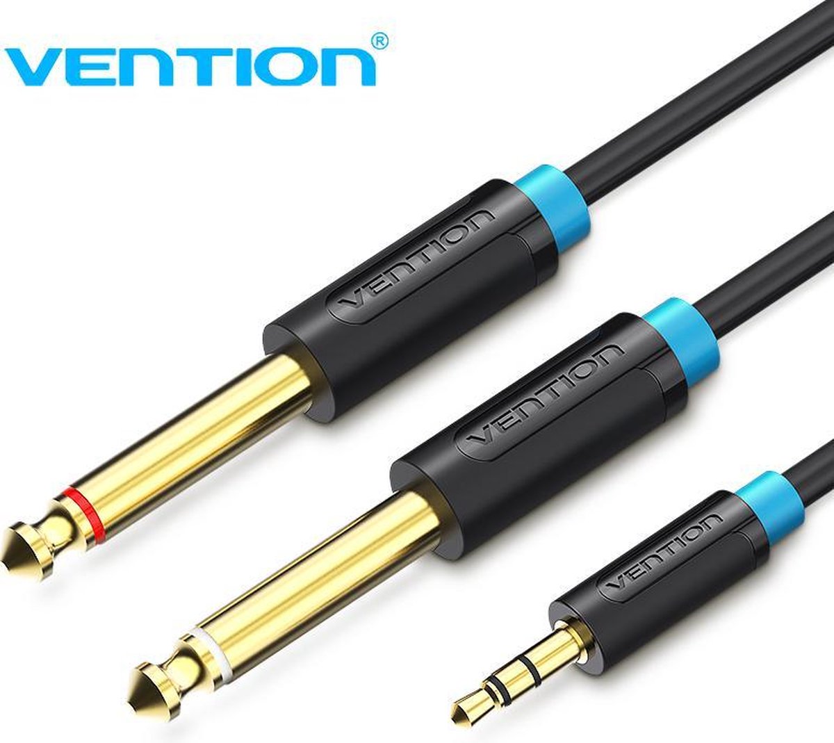 Vention 3.5 mm Jack naar 2 Keer 6.35 mm Jack Audio Kabel 3 Meter