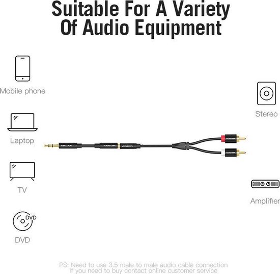 Câble auxiliaire mini jack Electrocentral® RCA 1,5 mètre
