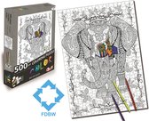 Legpuzzel Kleurplaat Sierlijke Olifant - 500 stukjes - Fdbw