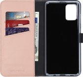 Selencia Hoesje Geschikt voor Samsung Galaxy A71 Hoesje Met Pasjeshouder - Selencia Echt Lederen Bookcase - Roze