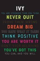 Ivy You Are Stronger Than You Think Never Quit Prove Them Wrong Dream Big You Have What It Takes Think Positive You Are Worth It Dont Stop Believing Y