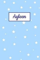 Ayleen: Personalized Name Journal. Wide Ruled (Lined) Writing Diary, Composition Book. Baby Blue Star Cover for Girls, Kids an