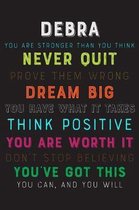 Debra You Are Stronger Than You Think Never Quit Prove Them Wrong Dream Big You Have What It Takes Think Positive You Are Worth It Dont Stop Believing