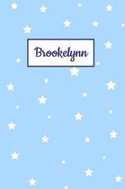 Brookelynn: Personalized Name Journal. Wide Ruled (Lined) Writing Diary, Composition Book. Baby Blue Stars Cover for Girls, Kids a