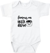 Rompertjes baby met tekst - Famous on Instagram - Wit - Maat 50/56 - Kraamcadeau - Babygeschenk - Romper - Babyshower - Valentijn - Moederdag - Vaderdag