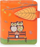 Shagwear Portemonnee - Compact Beugelportemonnee - Dames - Kunstleer - Park bench Owls (0314sm)