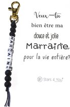 Porte-clés Veux-tu être ma marraine? | noir | pour la vie