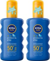 NIVEA SUN Kids Protect&Play - Hydraterende Groen Gekleurde Zonnespray - SPF 50+ - 200 ml - X 2 Stuks