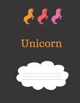 Unicorn: Paperback composition notebook for children, wide ruled paper 8.5''� 11'' 110 pages