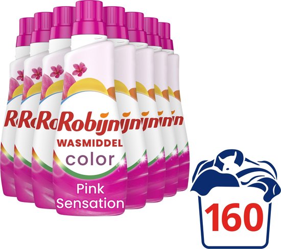 Robijn Klein & Krachtig Color Pink Sensation Vloeibaar Wasmiddel - 8 x 20 wasbeurten - Voordeelverpakking