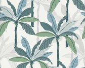 PALMBOMEN BEHANG | Botanisch - blauw groen wit - A.S. Création Geo Nordic