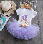 3 in 1 set Cakesmash outfit - First Birthday outfit - Eerste verjaardag - Een jaar tutu dress - Babykleding - Leuke cadeau 1 jaar - Photoshoot jurk set - my 1st bday cupcake korte mouw paars