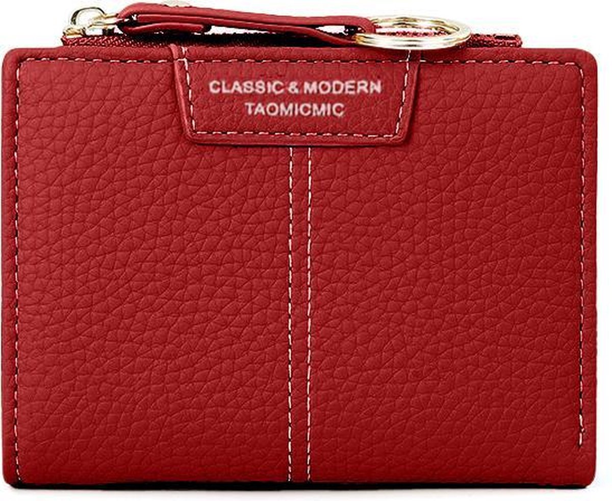 ZILOU® Portemonnee - Compact - Ritsvak - Dames - Kunstleer - Rood