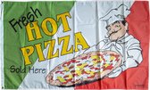 Vlag FRESH HOT PIZZA SOLD HERE 90 x 150 cm - reclamevlag - 4 STUKS