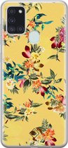 Samsung A21s hoesje siliconen - Floral days | Samsung Galaxy A21s case | groen | TPU backcover transparant