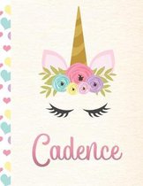 Cadence: Personalized Unicorn Sketchbook For Girls With Pink Name - 8.5x11 110 Pages. Doodle, Sketch, Create!