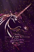 Lillian: Unicorn Blank Lined Journal Notebook For Girls, 6 x 9, 120 Pages Perfect For Journaling, Notes, Diary & Doodling, Name