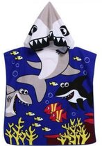 Strandlaken Haai - Blauw - Badponcho - Badcape - Kinderdoek - Omslagdoek kinderen - Handdoek - Beach cape