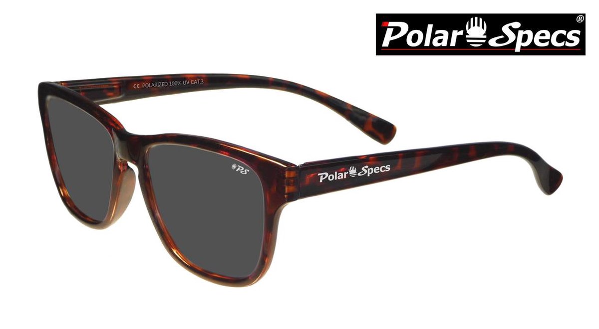 Polar Specs® Polariserende Zonnebril Wave Classic PS9011 – Tortoise Bruin – Polarized Black – Small – Unisex