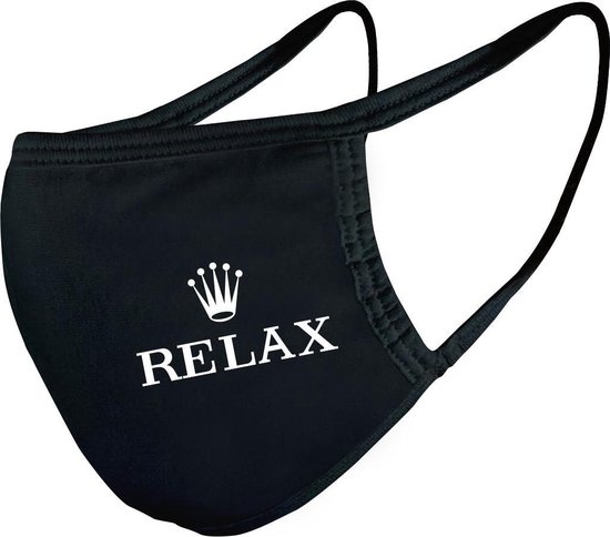 Grappig mondkapje | Relax logo | gezichtsmasker | bescherming | bedrukt |  logo | Zwart... | bol.com