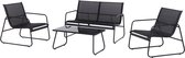 Envy aluminium loungeset met tafel - Zwart