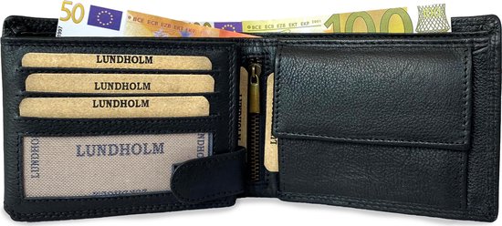 Lundholm - Leren portemonnee heren - Met RFID anti-skim bescherming - Zwart