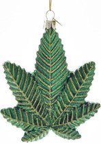 Cannabis Blad Glazen Kerst Ornament