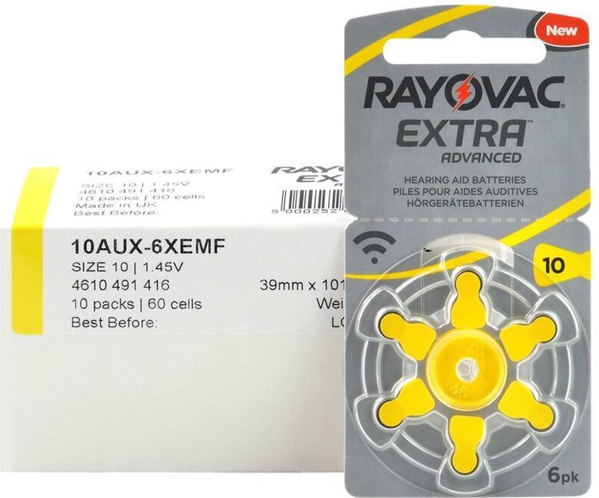 POWERDEAL 180 X Rayovac Extra hoortoestelbatterijen 10 (geel)