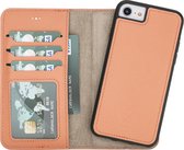 Mjora Lederen Apple iPhone SE 2020 Hoesje (New edition Tweedelige ontwerp: Book Case / Hardcase - Zalm roze)