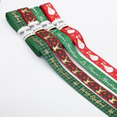 Lot van 4 x 5 meter linten thema Kerstmis en Eindejaar ***prima kwaliteit*** (20 meter)| Kerstlint | Cadeaulint | Kerst Lint