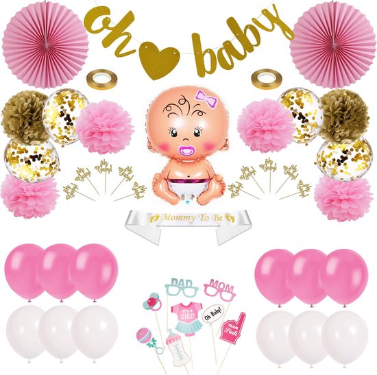 schreeuw Overtollig kleermaker Partizzle® Babyshower Versiering Girl - Slinger Decoratie En Baby Shower  Ballonnen -... | bol.com