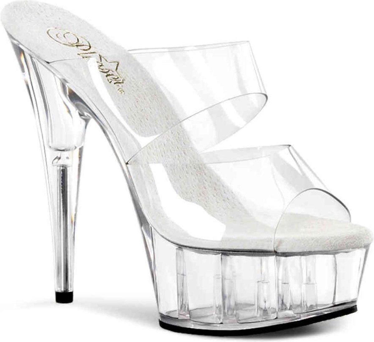 Pleaser - DELIGHT602 Muiltjes met hak - US 7 - 37 Shoes - Transparant/Zilverkleurig