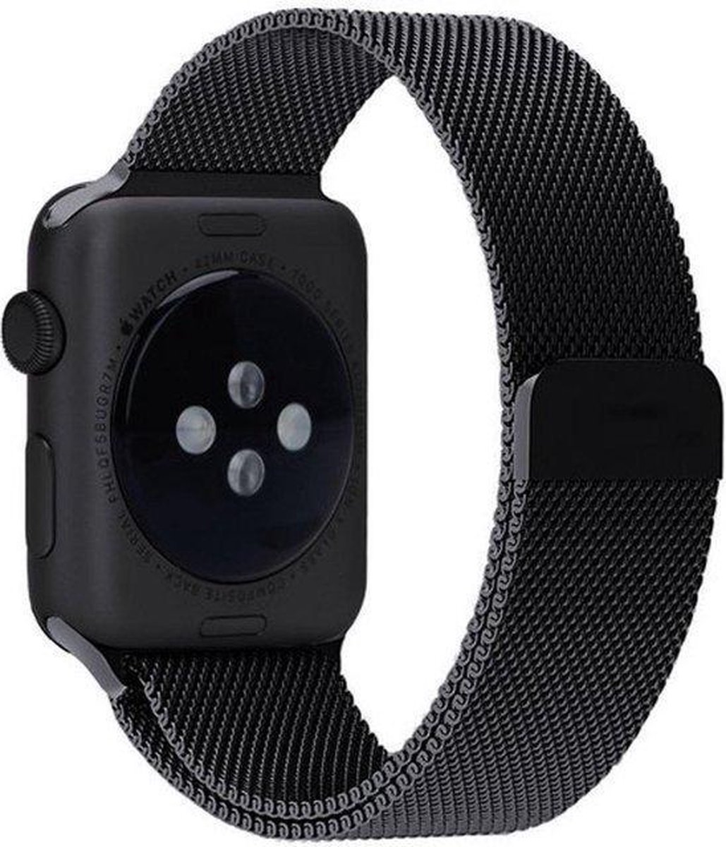 Milanese Loop Armband bandje geschikt voor Apple Watch Series 1/2/3/4/5 42/44 MM iWatch Milanees Horloge Band - Zwart