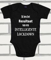 Baby Romper zwart met witte opdruk: "Ik ben het resultaat van een intelligente lockdown"