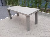 Tafel "Blokpoot" van Grey Wash steigerhout 76x210cm 6 tot 8 persoons tafel