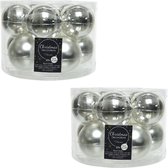 20x Zilveren glazen kerstballen 6 cm - glans en mat - Glans/glanzende - Kerstboomversiering zilver