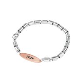 Max 980100279 Bracelet en acier avec signe du zodiaque - Taureau - Acier - 22 cm - Couleur rose - Couleur argent
