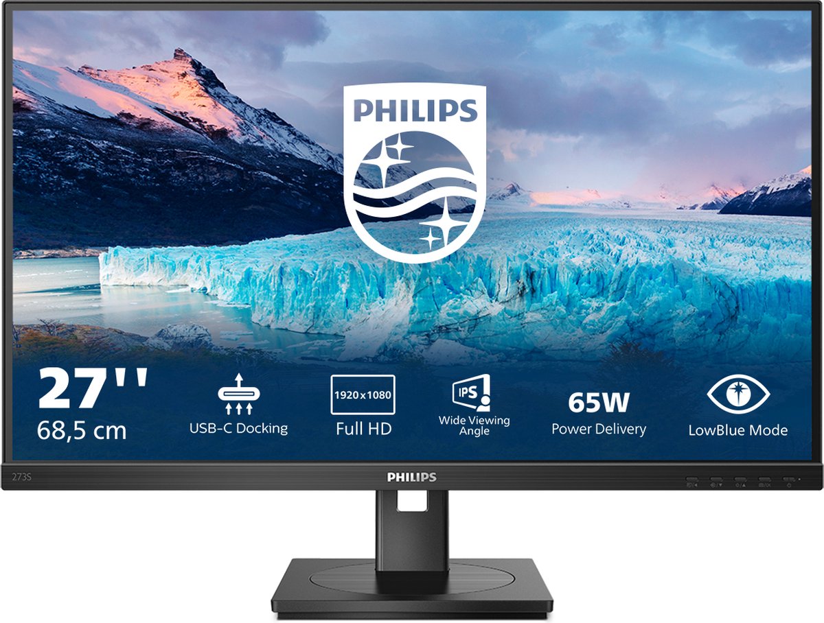 Philips S Line 273S1/00 computer monitor 68,6 cm (27") 1920 x 1080 Pixels Full HD LCD Zwart