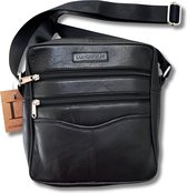 Lundholm Leren heren tas schoudertas leer zwart - tas heren schoudertas klein - schoudertas mannen leer - cadeau voor man mannen cadeautjes | Scandinavisch design - Roskilde serie