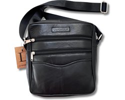 Lundholm Leren heren tas schoudertas leer zwart - tas heren schoudertas klein - schoudertas mannen leer - cadeau voor man mannen cadeautjes | Scandinavisch design - Roskilde serie