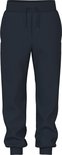 Donkerblauwe joggingbroek met trekkoord en elastische tailleband en boorden.