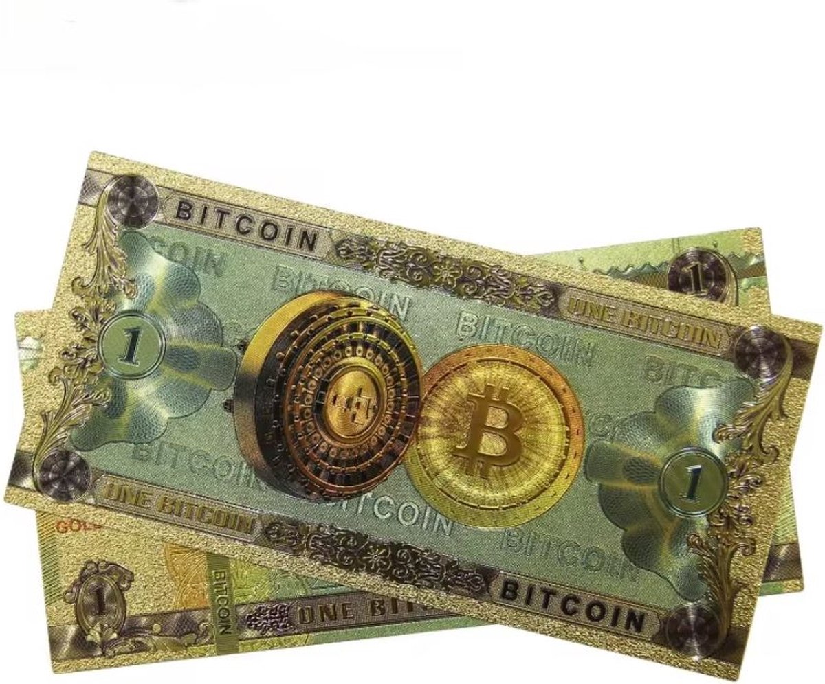 BlueTime- Bitcoin Note - Billet Bitcoin plaqué or - Souvenir Bitcoin | bol