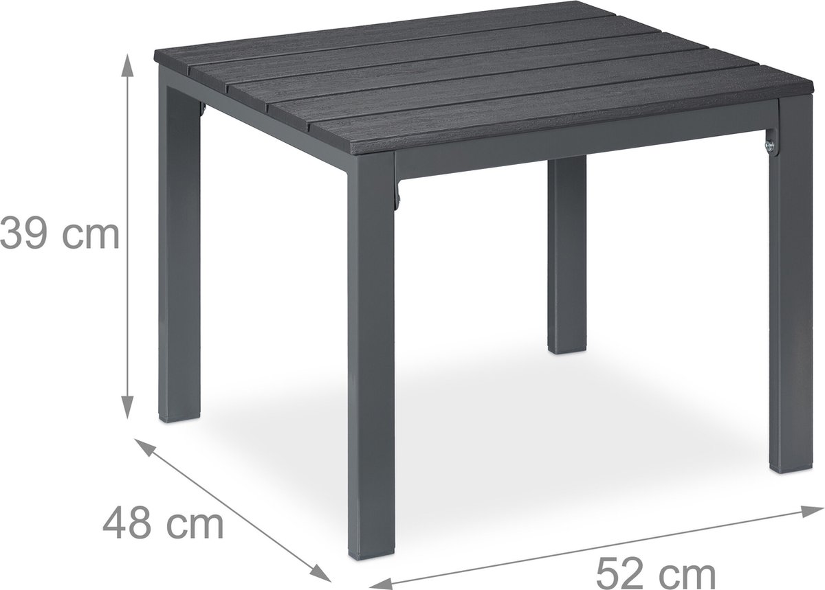 Balkontafel met houtlook 39x52x48cm - stalen frame, grijs thumbnail 3