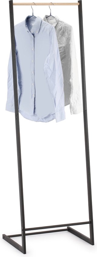 Modern Spirit Kledingrek - enkele stang - zwart - metaal/hout - 50 x 160 cm - extra opslagruimte