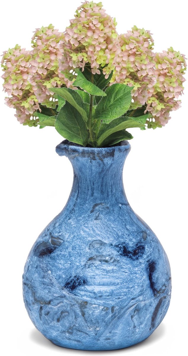 Bellatio Design Kunstbloem Pluimhortensia/hydrangea XL - 5x - 85 cm - losse steel - kunst zijdebloem - lichtroze