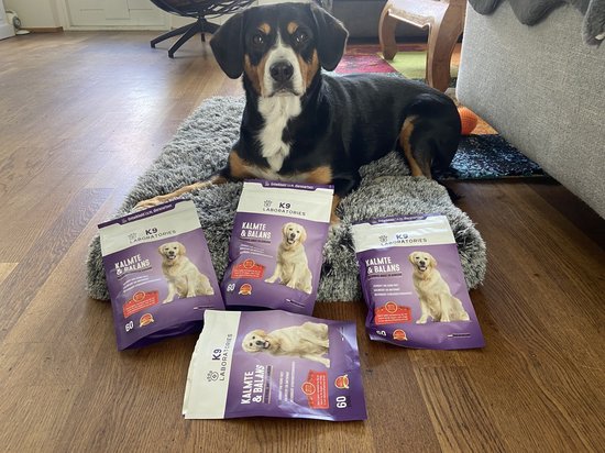 K9 Laboratories Kalmte & Balans - Honden Supplement - Anti Stress, Angst, Agressie - Met Valeriaan, L-tryptofaan & Hennepzaadolie - 60 Stuks
