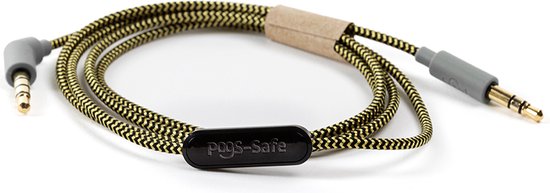 POGS-Safe audiokabel – 3.5 mm audio kabel met microfoon - 1 meter - Geïntegreerde microfoon en POGS-Safe technologie - Geschikt voor POGS The Gecko & The Elephant - Grijs
